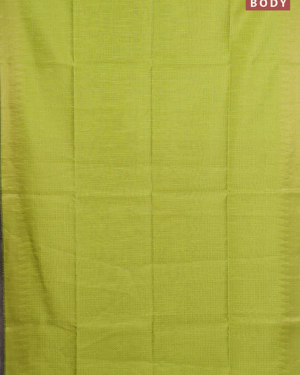 Semi dupion saree fluorescent green and maroon with allover zari weaves and temple zari woven border