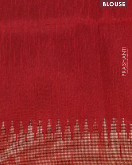 Semi dupion saree fluorescent green and maroon with allover zari weaves and temple zari woven border