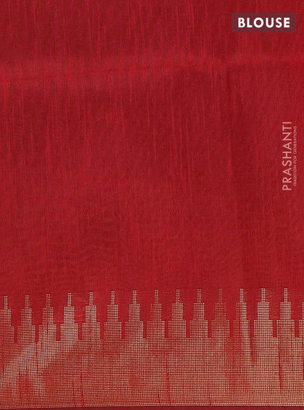 Semi dupion saree fluorescent green and maroon with allover zari weaves and temple zari woven border