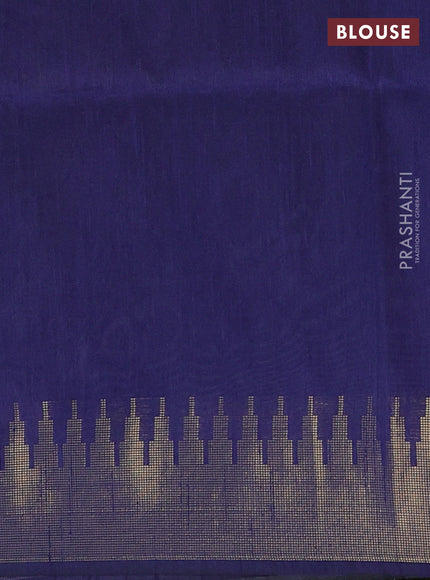 Semi dupion saree pastel blue and navy blue with allover zari weaves and temple zari woven border