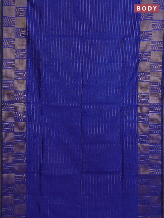 Semi dupion saree blue and pink with allover zari stripes pattern and zari woven border