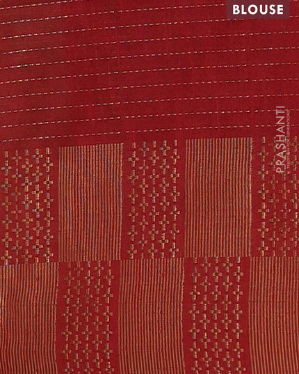 Semi dupion saree mehendi green and maroon with allover zari stripes pattern and zari woven border