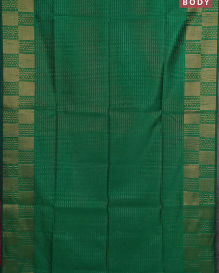 Semi dupion saree green and pink with allover zari stripes pattern and zari woven border