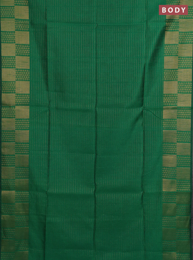 Semi dupion saree green and pink with allover zari stripes pattern and zari woven border