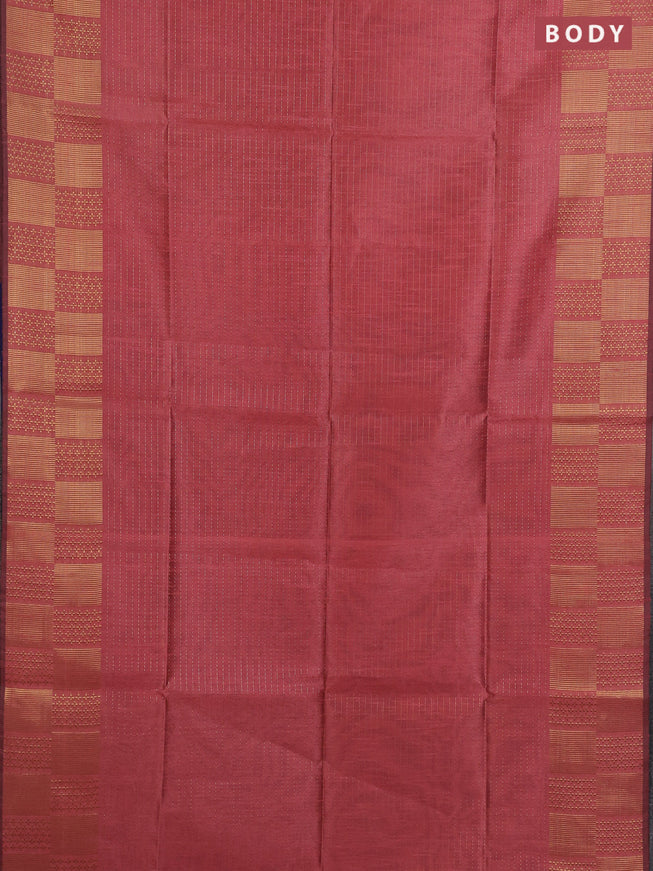 Semi dupion saree peach shade with allover zari stripes pattern and zari woven border