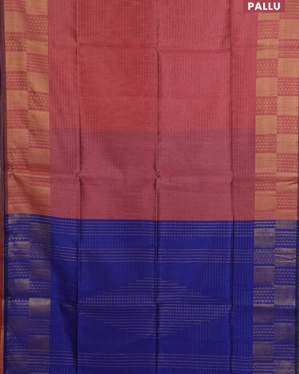Semi dupion saree peach shade with allover zari stripes pattern and zari woven border