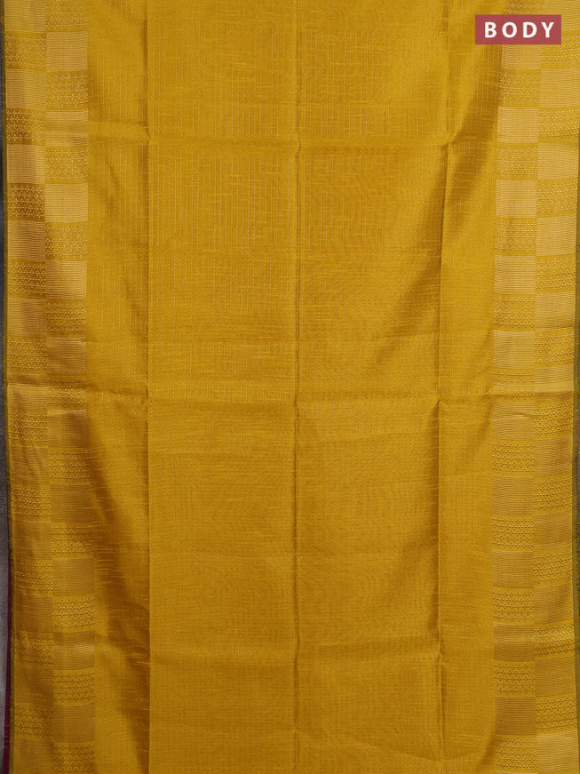 Semi dupion saree yellow and pink with allover zari stripes pattern and zari woven border