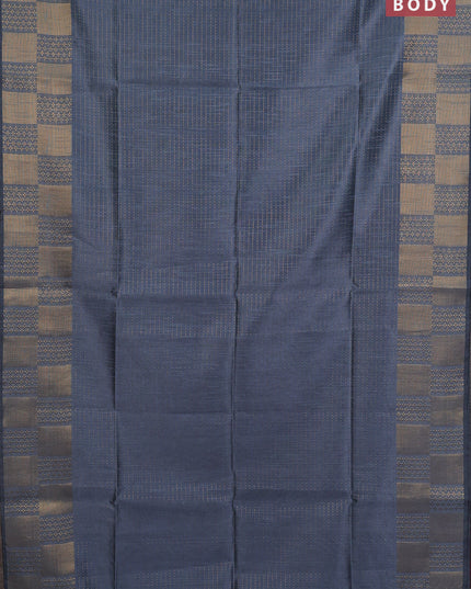 Semi dupion saree grey and pink with allover zari stripes pattern and zari woven border