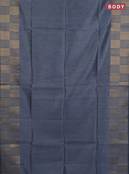 Semi dupion saree grey and pink with allover zari stripes pattern and zari woven border