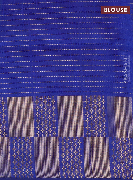 Semi dupion saree light blue and blue with allover zari stripes pattern and zari woven border