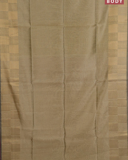 Semi dupion saree beige and pink with allover zari stripes pattern and zari woven border