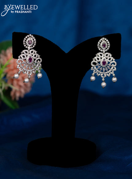 Zircon haram with ruby & cz stones and pearl hangings