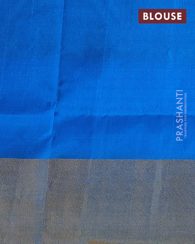 Pure uppada silk saree dual shade of teal bluish green and cs blue with jamdhani zari woven buttas and zari woven border