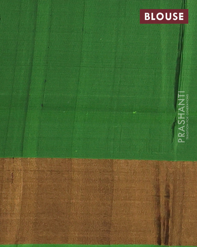 Pure uppada silk saree deep maroon and green with silver & gold zari woven buttas and zari woven border