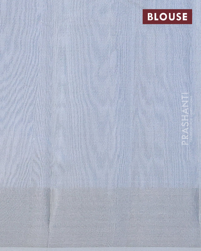 Pure uppada silk saree cs blue with silver zari woven coin buttas and silver zari woven border
