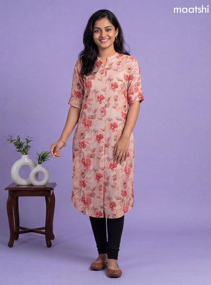 Sandal Linen Cotton Printed & Embroidery Work Straight Kurti