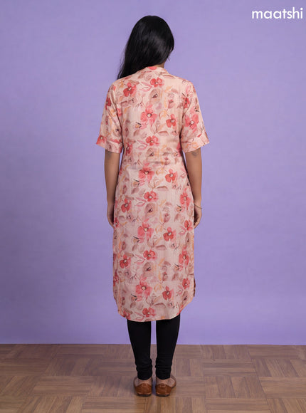 Sandal Linen Cotton Printed & Embroidery Work Straight Kurti