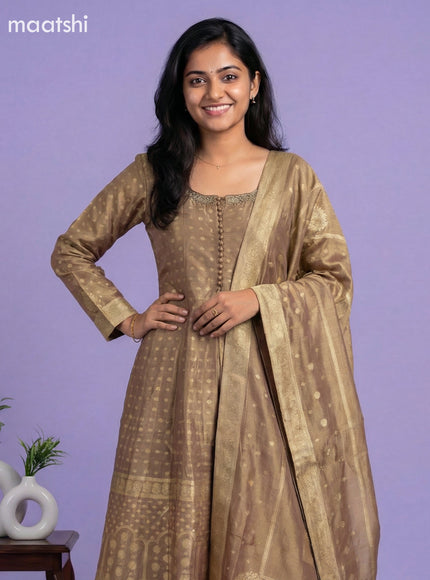 Sandal Tissue Banarasi Style Anarkali Suit