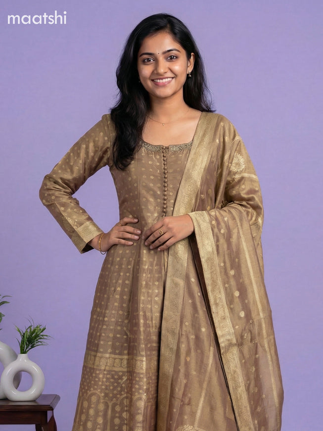 Sandal Tissue Banarasi Style Anarkali Suit