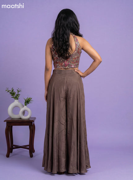 Brown Art Silk Embroidery Work Indo Western Styles