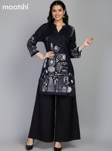 Black Muslin Printed Kurti Set