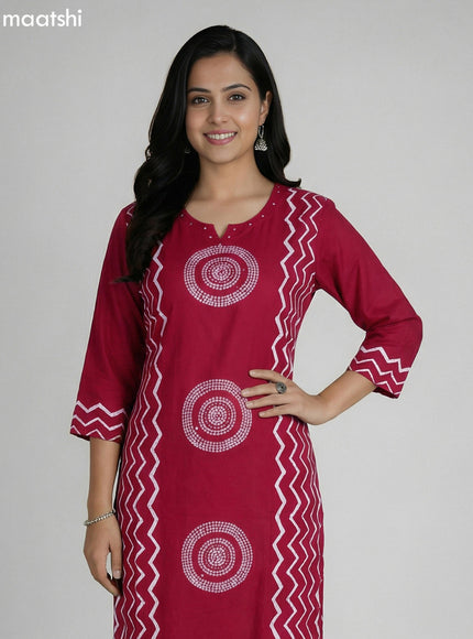 Maroon Cotton Printed Straight Suit