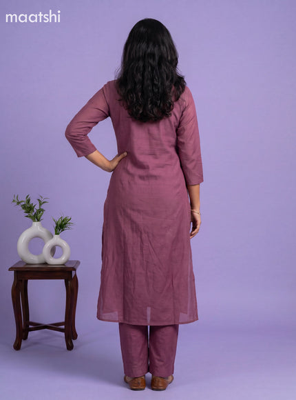 Onion Pink Mul Chanderi Embroidery Work A-Line Suit