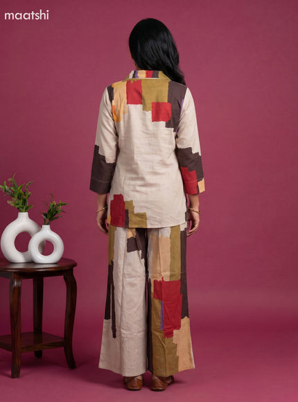 Multi Colour Cotton Geometric Short Co-Ord Set