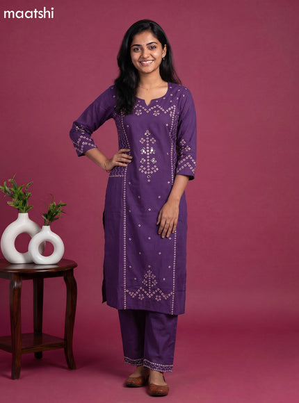 Purple Cotton Bandhani Printed Straight Suit