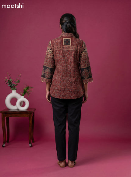 Maroon Crepe Silk Ajrakh Printed Women Shirt