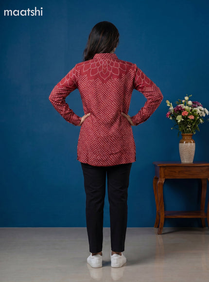 Maroon Crepe Silk Bandhani Printed Women Shirt