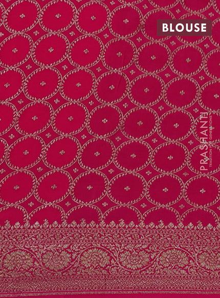 Banarasi crepe saree pink with half & half style and woven border
