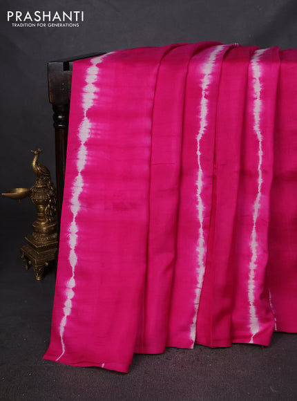 Printed silk saree pink and mustard yellow with shibori prints and kalamkari hand painted pallu & blouse