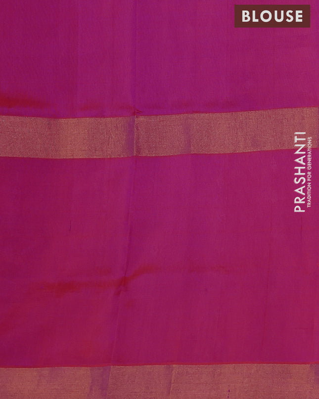 Pure uppada silk saree pink and dual shade of pinkish orange with zari woven buttas and long zari woven butta border