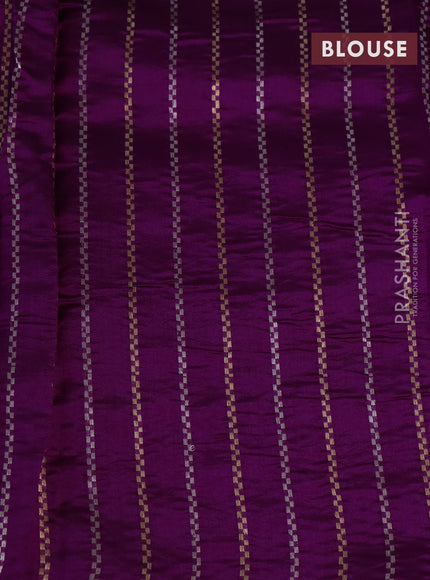 Banarasi poona silk saree purple with plain body and zari woven border