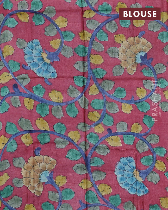 Pure tussar silk saree beige and maroon with allover zari checked pattern and zari woven border