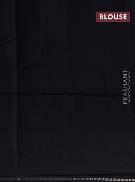 Semi tussar saree black with allover zari checked pattern and embroidery border