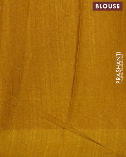 Semi tussar saree mustard yellow with allover zari checked pattern and embroidery border