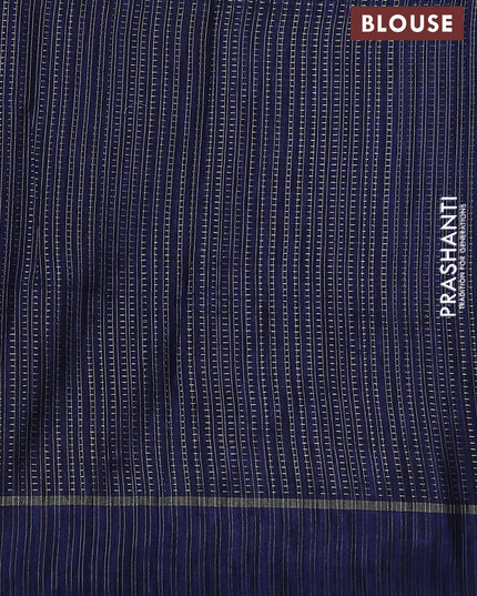 Semi tussar saree navy blue with zari weaves and embroidery border