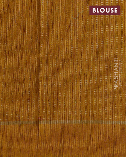 Semi tussar saree mustard yellow with zari weaves and embroidery border