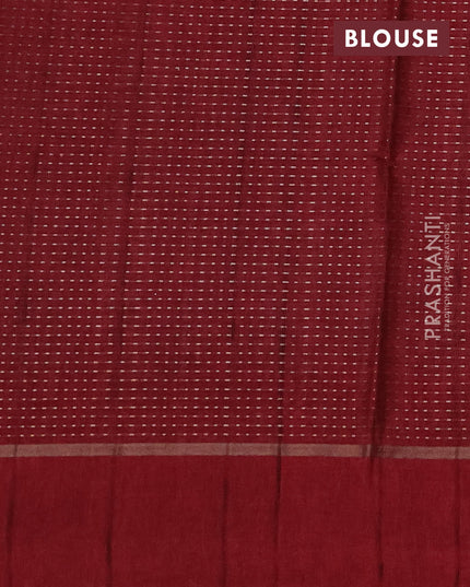 Semi tussar saree maroon with zari weaves and embroidery border