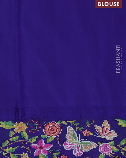 Pure gadwal silk saree mauve pink and blue with zari woven buttas and temple design convent embroidery border
