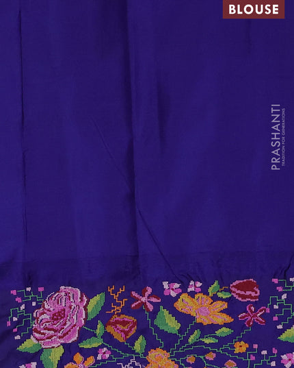 Pure gadwal silk saree lavender and navy blue with zari woven buttas and temple design convent embroidery border