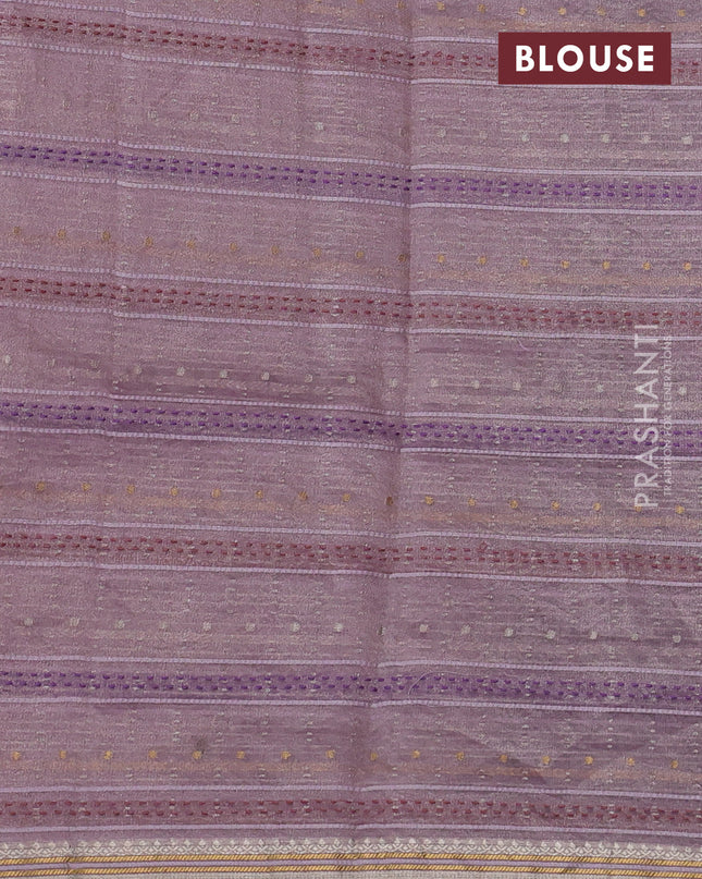 Pure tissue silk saree pastel pink with half & half style kalamkari applique