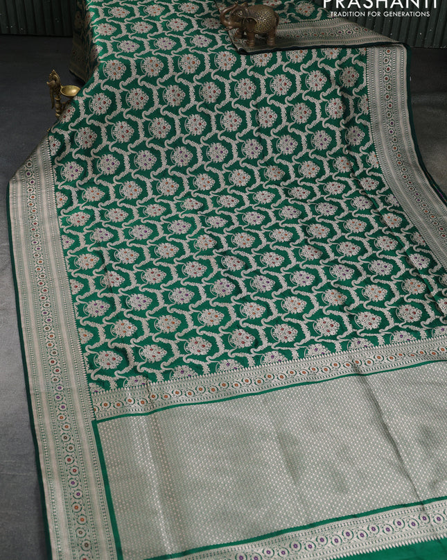 Banarasi uppada silk saree purple with allover zari woven brocade weaves and floral zari woven border