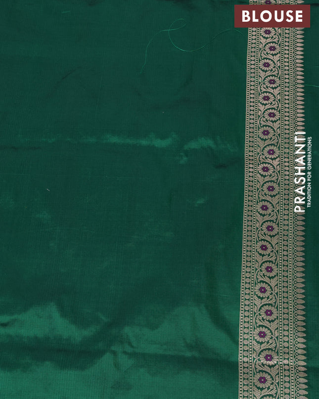 Banarasi uppada silk saree green with allover zari woven brocade weaves and zari woven border