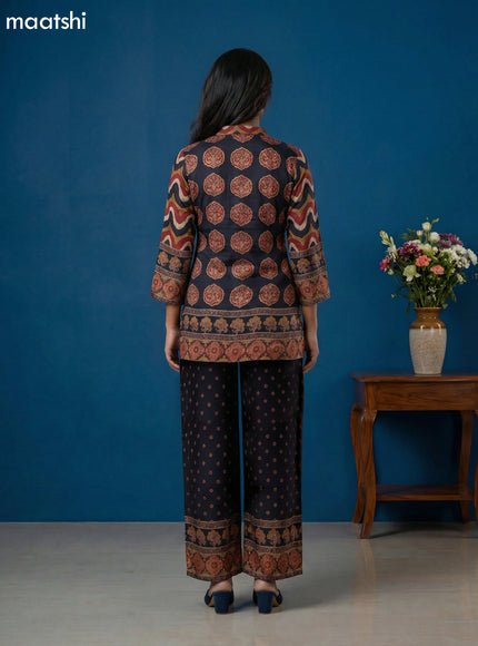 Multi Colour and Black Muslin Printed Short Co-Ord Set
