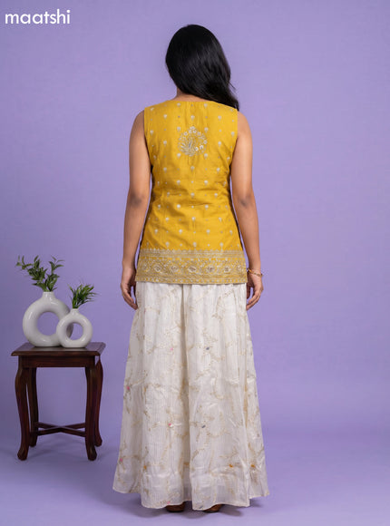 Yellow Art Silk With Allover Zardosi Work Straight Suit