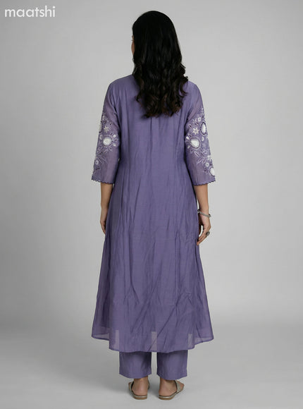 Pastel Purple Chanderi Embroidery Work Anarkali Suit