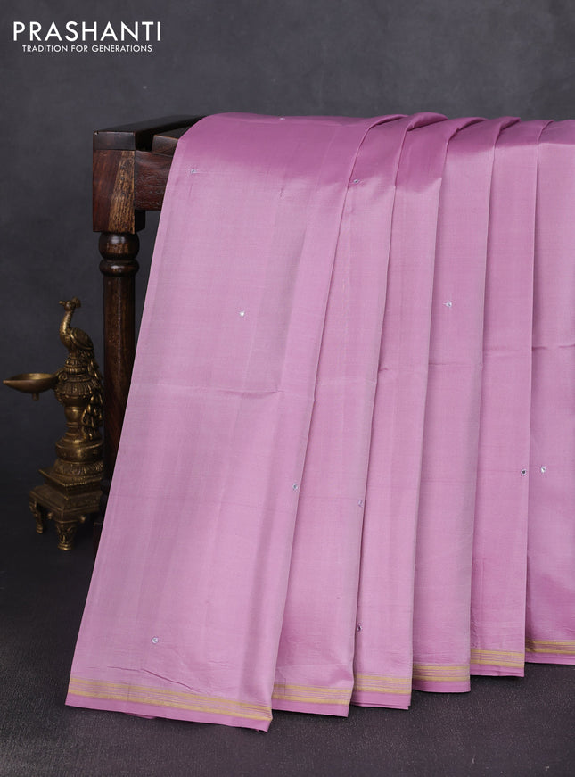 Pure soft silk saree lotus pink and yellow with mirror embroidery work and kalamkari hand printed pallu